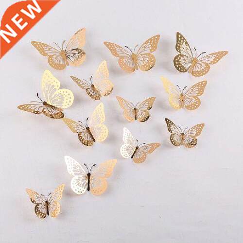 12pcs Cake Decorations D Hollow Butterflies Happy Birthday