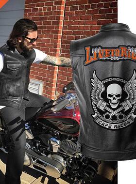 Men Biker Jackets Vest Solid Color Leather Jacket Punk Motor