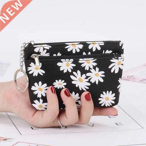 Daisy Print Coin Purse Women Mini Wallets Clutch With Zipper