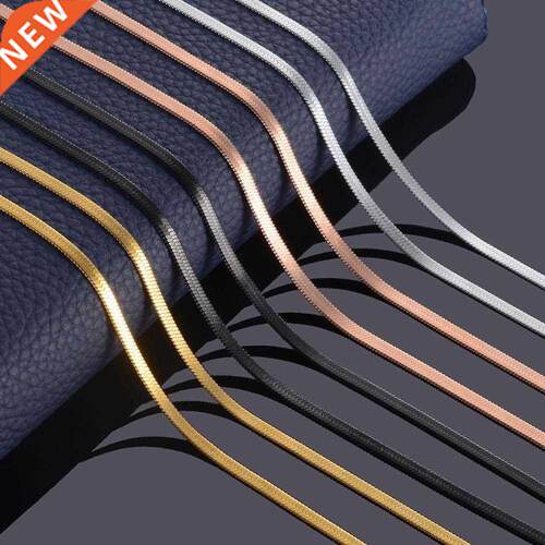 Width mm Stainless Steel Flat Necklace Gold Waterproof Fil