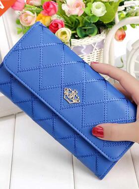 Womens Wallets Purses Plaid PU Leather Long Wallet Hasp Phon
