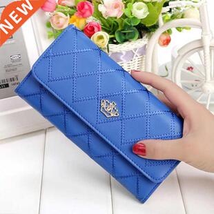 Womens Wallets Purses Plaid PU Leather Long Wallet Hasp Phon
