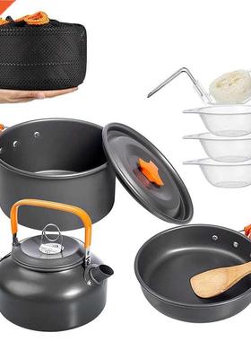 Camping Cookware Kit Outdoor Aluminum Cooking Set Water Kett