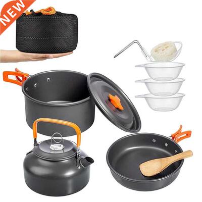 Camping Cookware Kit Outdoor Aluminum Cooking Set Water Kett