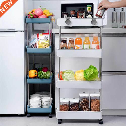 3/4 Tier Rolling Utility Cart with Wheels Kitchen Storage Ra