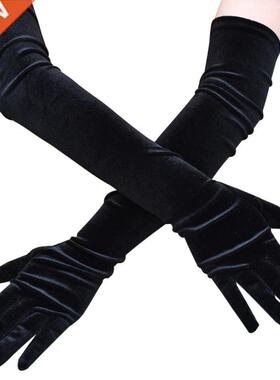 5CM Women Golden Velvet Long Autumn Winter Warm Black Eveni