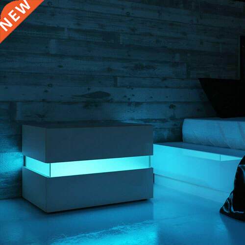 Modern RGB LED Nightstands Bed Side Table Magazine Cabinet S
