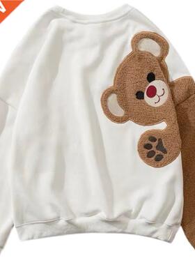 Oversized Harajuku Hoodies 2021 Autumn Winter Women Fleece B