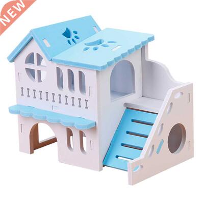 1Pc Wooden Hamster Animal Hideout Hamster House Double-store