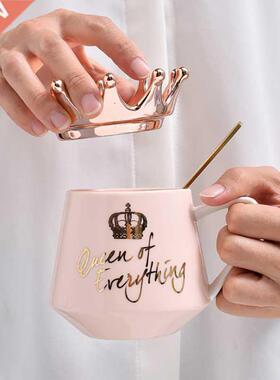 Creative Crown Ceramic mug Cute Coffee Mug Milk Cup with spo