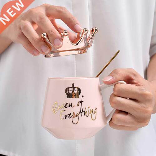 Creative Crown Ceramic mug Cute Coffee Mug Milk Cup with spo