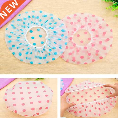 1/2pc Waterproof Wave Point Bath Cap Hat Elastic Shower Hat