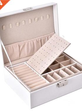 2021 New PU Leather Jewelry Storage Box Portable Double-Laye