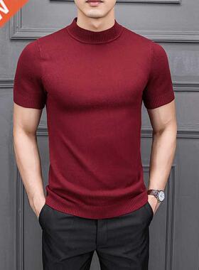MRMT 2022 Brand New Autumn Men's Sweater Pure Color Semi-hig