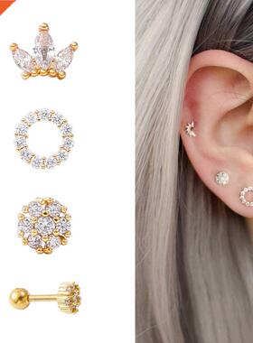 New 1 Piece Surgical steel & Copper Cz Crown Long Ba