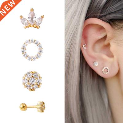 New 1 Piece Surgical steel & Copper Cz Crown Long Ba