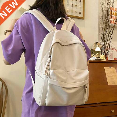 Simple Solid Color Backpack Women 2022 Waterproof Nylon Scho