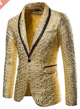 Chaqueta de traje con purpurina dorada brillante para hombre