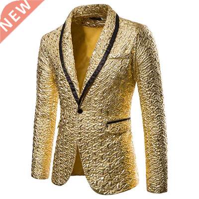 Chaqueta de traje con purpurina dorada brillante para hombre