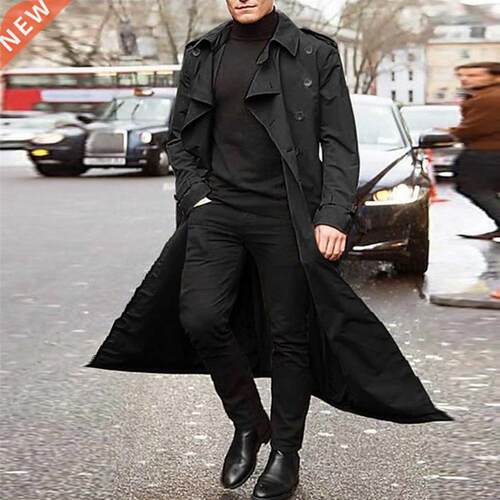 Gabardina larga ajustada para hombre, chaqueta de moda de Bo