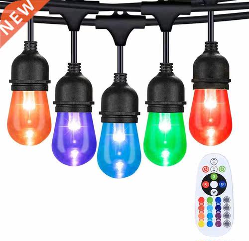 15M 15LED RGB Outdoor String Light Patio String Light With S