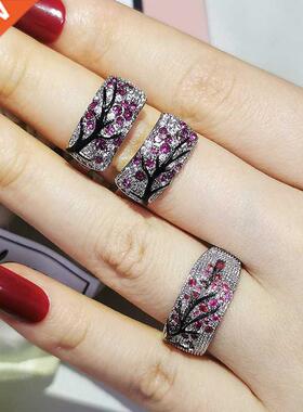 2pcs Pack 2022 New Luxury Fashion Black Pink Branch ree silv