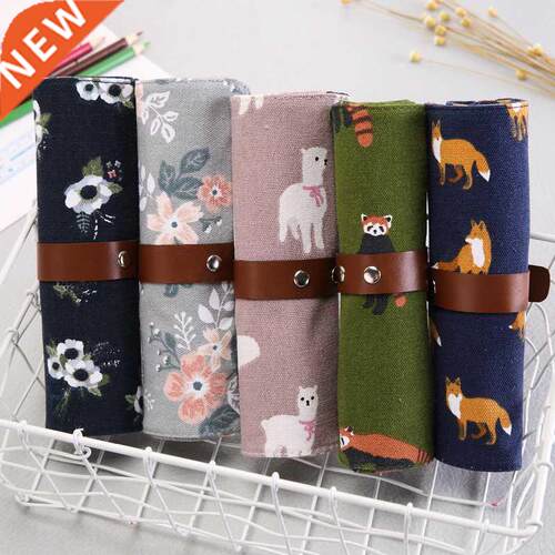 Pencil Case Canvas Wrap Roll Up Pencil Bag Pen Case Holder