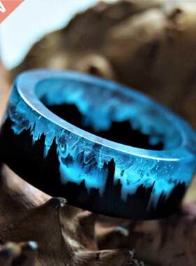 Blue Resin Ring Mountains Wooden Inside Magical World In A T