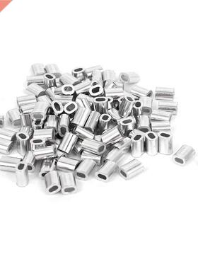 100 Pcs 1mm Steel Wire Rope Aluminum Ferrules Sleeves Silver