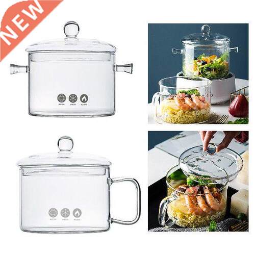 Clear Glass Bowl With Handle Instant Noodle Pot