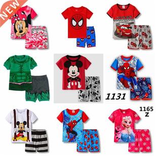 Summer Children Pajamas Set Short Sleeve T Shirt Shorts Mick
