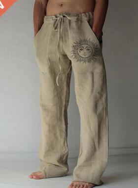 Men's Casual Pants sweatpants Sun Flower Print Full Length P