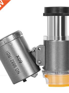 Mini 60X Microscope LED Jewellery Loupe UV Currency