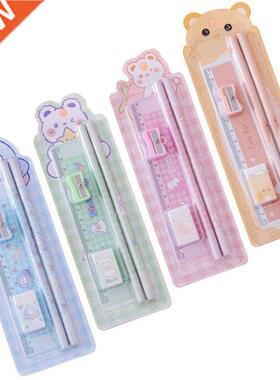 Set of 5Pcs Students Stationery Set 2 x Wood Pencils 1 x Whi