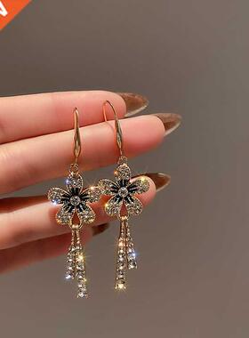 South Korea spring and summer new flower tassel long earring