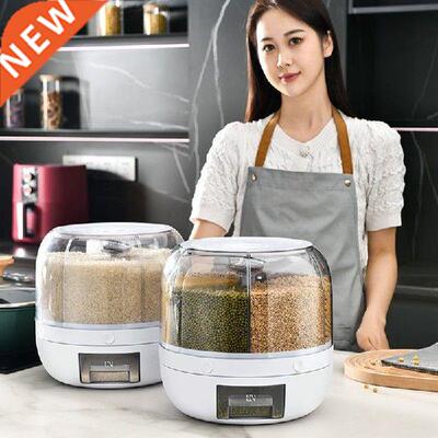 Rotating Rice Bucket Household Compartment Cereal And Flour