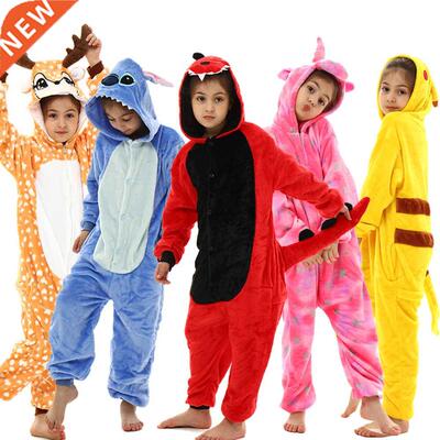 Kids Unicorn Pajamas onesie Boys Kugurumi panda Winter Flann