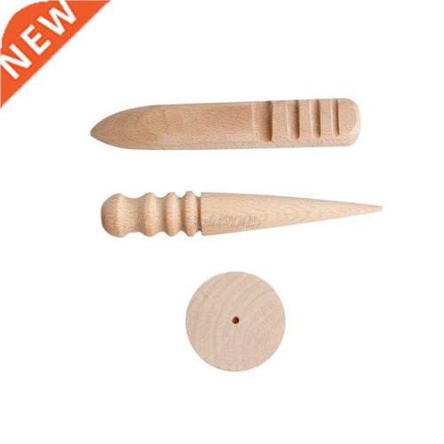 3Pcs  Burnisher Leather Craft Edge Round Flat Slicker Woo