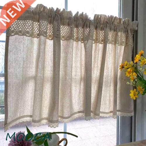 Half Curtain with Crochet Lace Short Curtains for Kitchen Wi