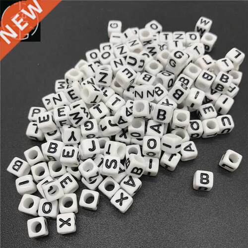 100pcs Mixed White Letter/Alphabet Cube Beads DIY Jewelry