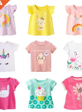 Kds T-shrts Grls Summer Uncorn Clothes Baby T Shrts Ch