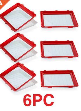 6PC Food Storage Service Plate Kitchen Organizer Plastic Ref