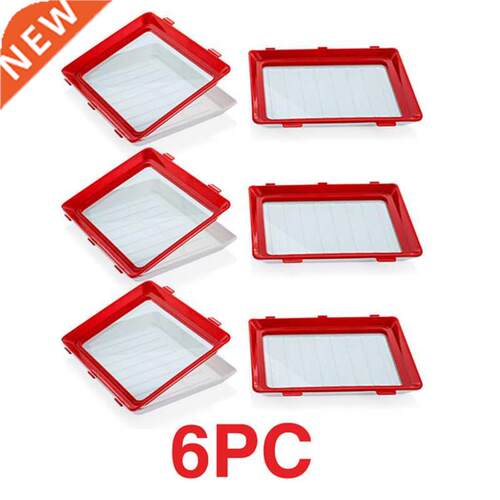 6PC Food Storage Service Plate Kitchen Organizer Plastic Ref