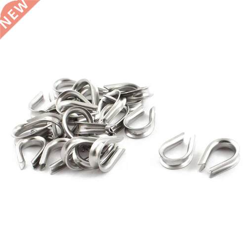 4mm Wire Rope Cable Thimbles Silver Tone 25 Pcs