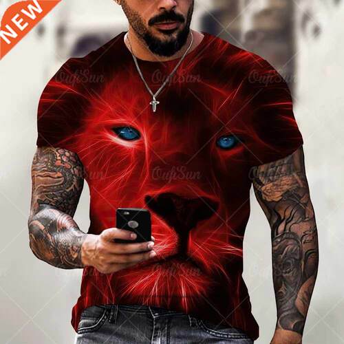 Men's And Women's 3D Tiger Lion Printed T-irts, Fa