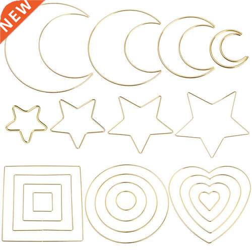 4Pcs Dream Catcher Metal Hoops Set Moon Star Macrame Gold Ho