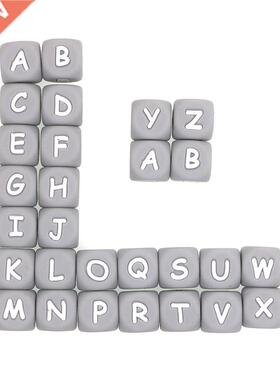 10Pc Gray Silicone Alphabet Letter Beads Baby Teething Pacif