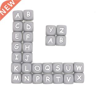 10Pc Gray Silicone Alphabet Letter Beads Baby Teething Pacif