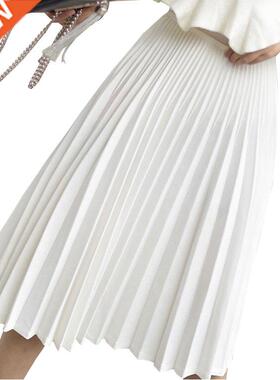 2022 Spring Women Elegant Pleated Skirt High Waist Women Whi