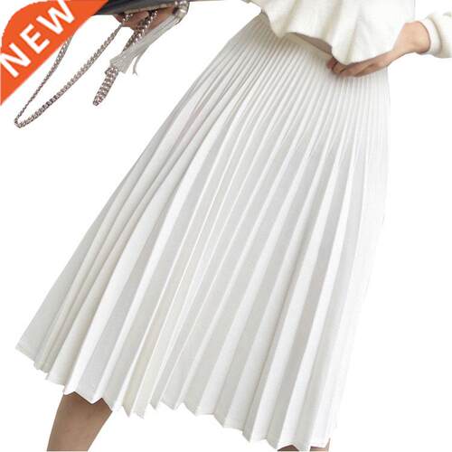 2022 Spring Women Elegant Pleated Skirt High Waist Women Whi